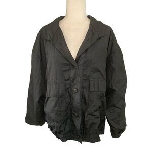 silkworms high fashion womens vintage 90’s solid black long sleeve jacket large
